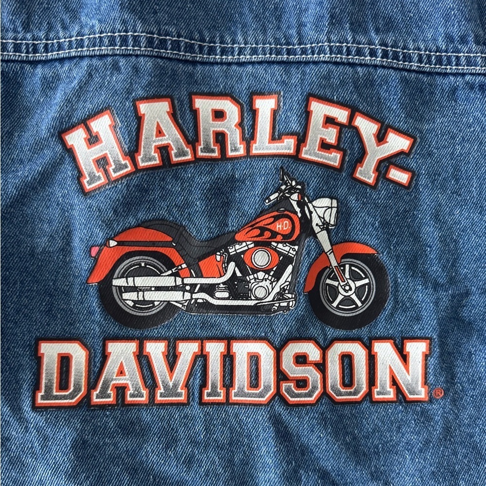 Harley-Davidson Kids Denim Jacket 8/10 – Vintage Style Motorcycle Graphic Jean - Picture 4 of 8